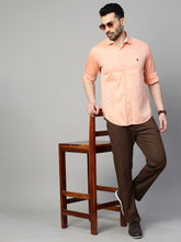 Genips Men's Coffee Cotton Stretch Rico Slim Fit Self Design 5 Pocket Trouser